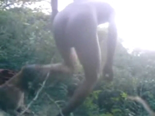 Zoo sex with the horny dog out in the open