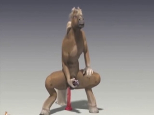 Zoophile animation with a horse and a horse toy